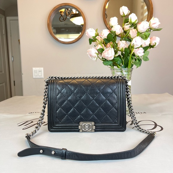 CHANEL Handbags - CHANEL Black Leather Boy Bag Shoulder Bag Crossbody